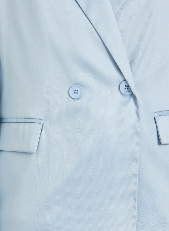 Styli  Women Blue Regular Fit Double-Breasted Blazer for Women | Best Price UAE